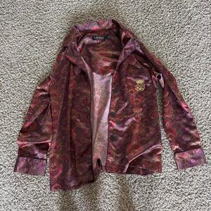 Ralph Lauren Purple & burgundy paisley silk-like button up shirt